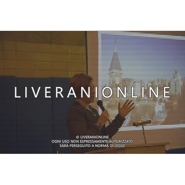 NYC Council Speaker Christine Quinn speaks at the opening ceremony of the green roof at P.S. 41 in the Greenwich Village neighborhood in New York on Friday, September 21, 2012. (Â Frances M. Roberts) ©photoshot/Agenzia Aldo Liverani ITALY ONLY vedute citta\' di New York