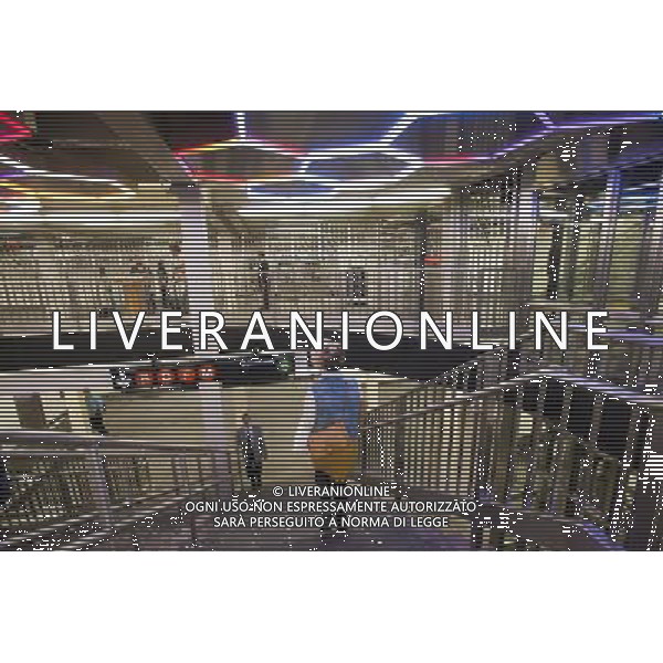 The Bleecker Street to Broadway-Laffayette stations\' transfer has its grand opening in the New York subway on Tuesday, September 25, 2012. Because of the quirky nature of the subway system, which were originally three competing companies, various transfers between neighboring stations were never built. The transfer from the IND at Broadway-Lafayette to the uptown IRT Bleecker Street is one of them. The bane of many commuters existence, the $127 million transfer is now available, complete with five new elevators and an LED artwork entitled \'Hive\' on the ceiling. Â©photoshot/Agenzia Aldo Liverani ITALY ONLY vedute citta\' di New York