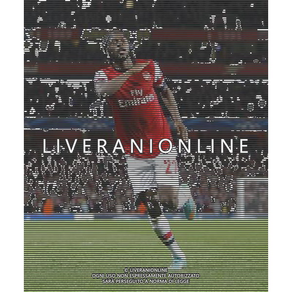 Arsenal\'s Kouassi Gervais \'Gervinho\' Yao celebrates scoring the opening goal 1-0 Football - UEFA Champions League Group B - Arsenal v Olympiakos FC - Wednesday 3rd October 2012 - Emirates Stadium - London © CameraSport - 43 Linden Ave. Countesthorpe. Leicester. England. LE8 5PG - Tel: +44 (0) 116 277 4147 - admin@camerasport.com - www.camerasport.com AG ALDO LIVERANI S A S ONLY ITALY