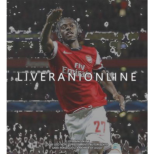 Arsenal\'s Kouassi Gervais \'Gervinho\' Yao celebrates scoring the opening goal 1-0 Football - UEFA Champions League Group B - Arsenal v Olympiakos FC - Wednesday 3rd October 2012 - Emirates Stadium - London © CameraSport - 43 Linden Ave. Countesthorpe. Leicester. England. LE8 5PG - Tel: +44 (0) 116 277 4147 - admin@camerasport.com - www.camerasport.com AG ALDO LIVERANI S A S ONLY ITALY