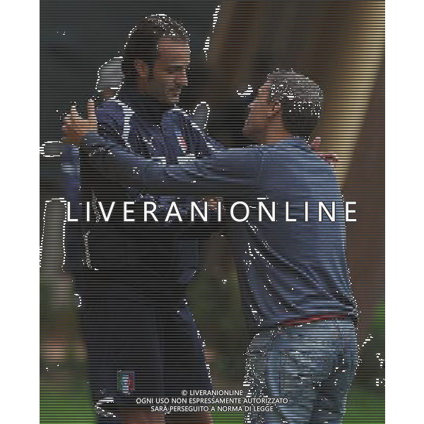 Raduno Nazionale Italiana Firenze - 09.10.2012 Allenamento Nella Foto:gilardino alberto -crespo hernan /Ph.Vitez-Ag. Aldo Liverani