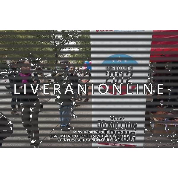 VotoLatino organizes a voter registration block fair on Dyckman Street in the Inwood neighborhood of New York on Sunday, October 7, 2012, 2012. The voting block of Hispanics has become increasingly important in both local and national elections.(å Richard B. Levine) ©photoshot/AGENZIA ALDO LIVERANI SAS - ITALY ONLY - EDITORIAL USE ONLY