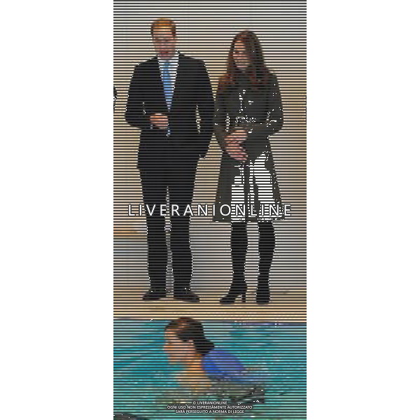 The Duke and Duchess of Cambridge view the swimming pool during the official launch of The Football Association\'s National Football Centre at St George\'s Park in Burton-upon-Trent, England. ©photoshot/AGENZIA ALDO LIVERANI SAS - ITALY ONLY - REALI INGLESI: Il principe William e la moglie Kate Middleton alla presentazione ufficiale di The Football Association National Football Centre al Parco di San Giorgio a Burton upon Trent, Inghilterra 09/10/2012. 