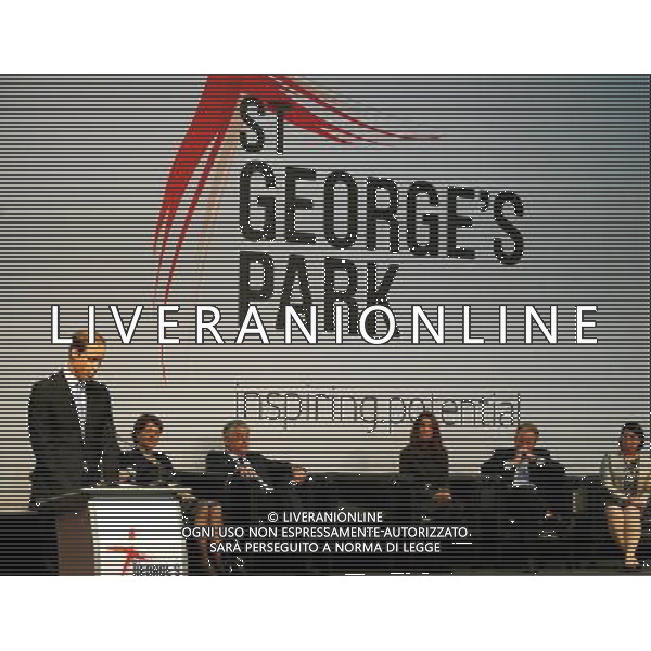 The Duke of Cambridge makes a speech during the official launch of The Football Association\'s National Football Centre at St George\'s Park in Burton-upon-Trent, England. ©photoshot/AGENZIA ALDO LIVERANI SAS - ITALY ONLY - REALI INGLESI: Il principe William e la moglie Kate Middleton alla presentazione ufficiale di The Football Association National Football Centre al Parco di San Giorgio a Burton upon Trent, Inghilterra 09/10/2012. 