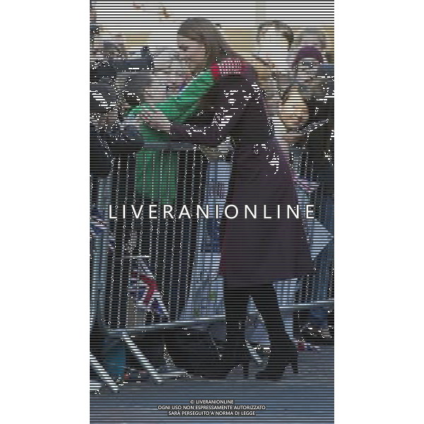  The Duchess of Cambridge visiting Newcastle Civic Centre Newcastle on Tyne. Terry Campbell aged 10 asks The Duchess for a hug . ©photoshot/AGENZIA ALDO LIVERANI SAS - ITALY ONLY - REALI INGLESI: Il principe William d\'Inghilterra e la moglie Kate Middleton