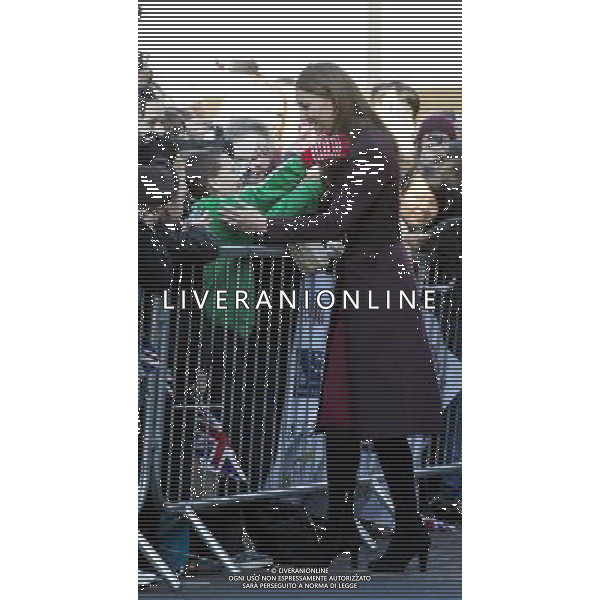  The Duchess of Cambridge visiting Newcastle Civic Centre Newcastle on Tyne. Terry Campbell aged 10 asks The Duchess for a hug . ©photoshot/AGENZIA ALDO LIVERANI SAS - ITALY ONLY - REALI INGLESI: Il principe William d\'Inghilterra e la moglie Kate Middleton