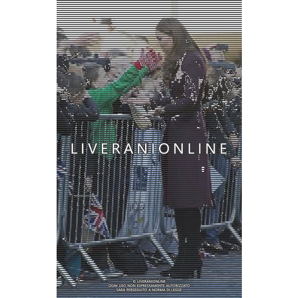  The Duchess of Cambridge visiting Newcastle Civic Centre Newcastle on Tyne. Terry Campbell aged 10 asks The Duchess for a hug . ©photoshot/AGENZIA ALDO LIVERANI SAS - ITALY ONLY - REALI INGLESI: Il principe William d\'Inghilterra e la moglie Kate Middleton