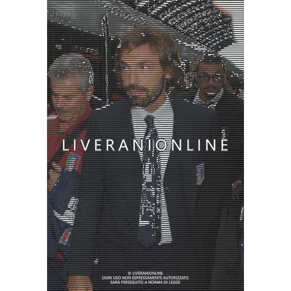 MILANO STAZIONE CENTRALE 15/10/2012 ARRIVO NAZIONALE ITALIANA DI CALCIO PER L\'INCONTRO CON LA DANIMARCA QUALIF BRASILE 2014 NELLA FOTO ANDREA PIRLO FOTO MARIO ROMANO-AG ALDO LIVERANI S A S