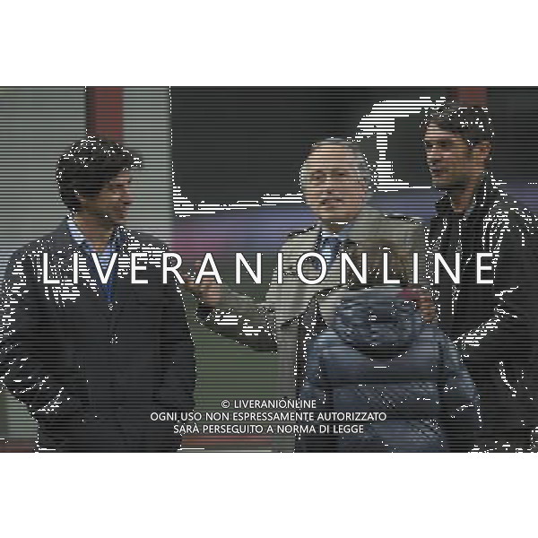 MILANO 15/10/2012 STADIO MEAZZA ALLENAMENTO DELLA NAZIONALE ITALIANA DI CALCIO NELLA FOTO ALBERTINI, ABETE E MALDINI FOTO ROMANO/AG ALDO LIVERANI