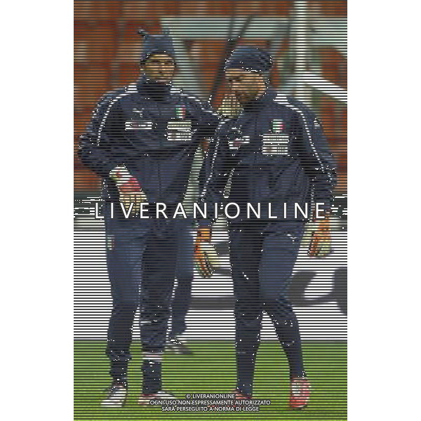 MILANO 15/10/2012 STADIO MEAZZA ALLENAMENTO DELLA NAZIONALE ITALIANA DI CALCIO NELLA FOTO BUFFON-DE SANCTIS FOTO ROMANO/AG ALDO LIVERANI