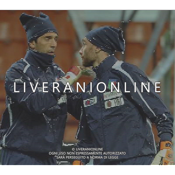 MILANO 15/10/2012 STADIO MEAZZA ALLENAMENTO DELLA NAZIONALE ITALIANA DI CALCIO NELLA FOTO BUFFON-DE SANCTIS FOTO ROMANO/AG ALDO LIVERANI