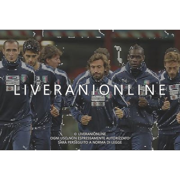 MILANO 15/10/2012 STADIO MEAZZA ALLENAMENTO DELLA NAZIONALE ITALIANA DI CALCIO NELLA FOTO PIRLO-BALOTELLI FOTO ROMANO/AG ALDO LIVERANI