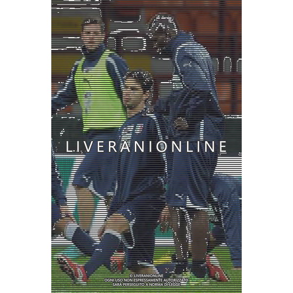 MILANO 15/10/2012 STADIO MEAZZA ALLENAMENTO DELLA NAZIONALE ITALIANA DI CALCIO NELLA FOTO BALOTELLI-RANOCCHIA FOTO ROMANO/AG ALDO LIVERANI