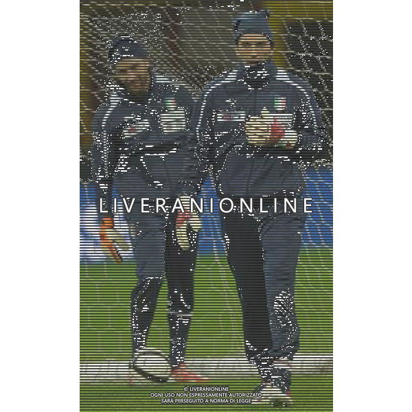 MILANO 15/10/2012 STADIO MEAZZA ALLENAMENTO DELLA NAZIONALE ITALIANA DI CALCIO NELLA FOTO DE SANCTIS-BUFFON FOTO ROMANO/AG ALDO LIVERANI