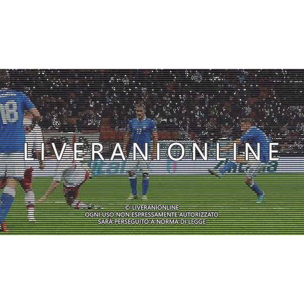 Qualificazioni ai Campionati Mondiali di Calcio Brasile FIFA 2014 Gruppo B Milano- 16.10.2012 Italia-Danimarca Nella Foto:occasione marchisio salvata sulla linea di porta /Ph.Vitez-Ag. Aldo Liverani