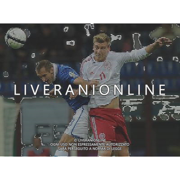 Qualificazioni ai Campionati Mondiali di Calcio Brasile FIFA 2014 Gruppo B Milano- 16.10.2012 Italia-Danimarca Nella Foto:chiellini-bendtner /Ph.Vitez-Ag. Aldo Liverani