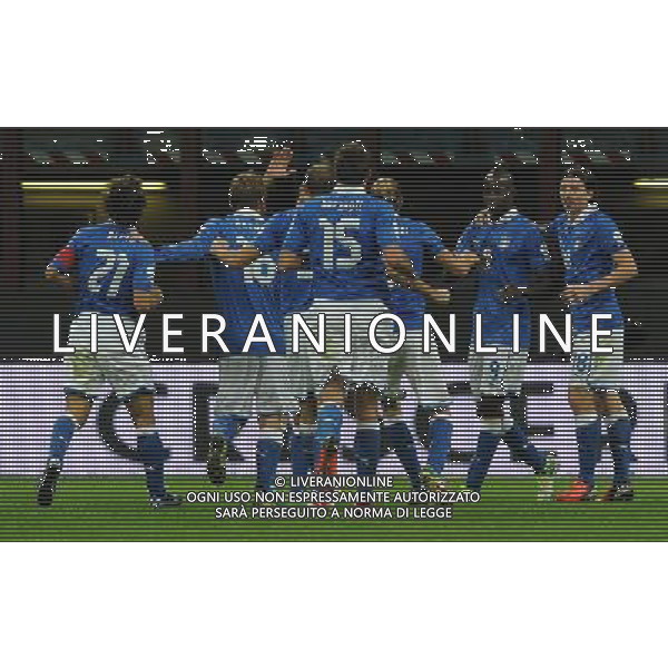 Qualificazioni ai Campionati Mondiali di Calcio Brasile FIFA 2014 Gruppo B Milano- 16.10.2012 Italia-Danimarca Nella Foto:balotelli esulta /Ph.Vitez-Ag. Aldo Liverani