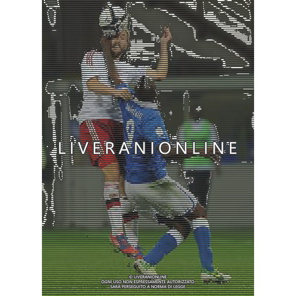 Qualificazioni ai Campionati Mondiali di Calcio Brasile FIFA 2014 Gruppo B Milano- 16.10.2012 Italia-Danimarca Nella Foto:rommedahl balotelli /Ph.Vitez-Ag. Aldo Liverani