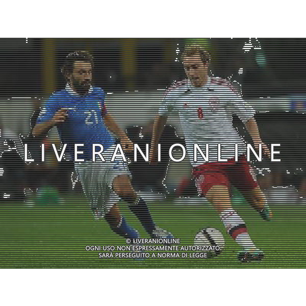 Qualificazioni ai Campionati Mondiali di Calcio Brasile FIFA 2014 Gruppo B Milano- 16.10.2012 Italia-Danimarca Nella Foto:eriksen pirlo /Ph.Vitez-Ag. Aldo Liverani