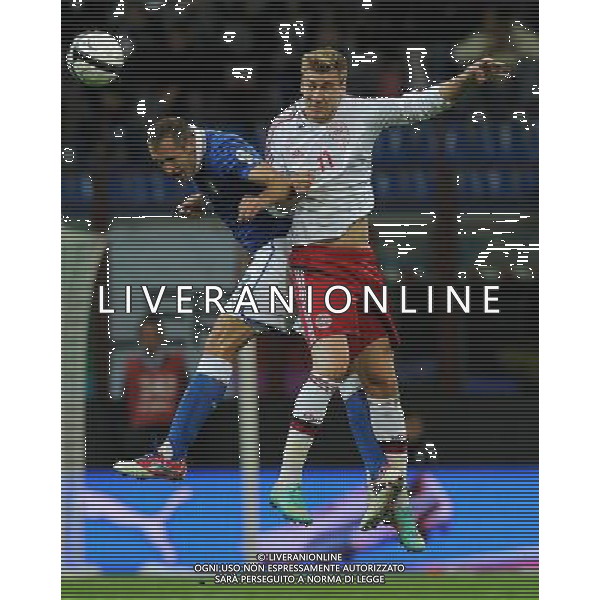 Qualificazioni ai Campionati Mondiali di Calcio Brasile FIFA 2014 Gruppo B Milano- 16.10.2012 Italia-Danimarca Nella Foto:Chiellini Giorgio-Bendtner Nicklas /Ph.Vitez-Ag. Aldo Liverani