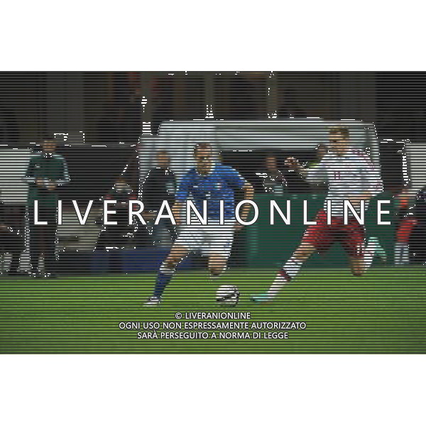 Italia-Danimarca Qualificazioni ai Campionati Mondiali di Calcio Brasile FIFA 2014 Gruppo B Milano- 16.10.2012 NELLA FOTO : GIORGIO CHIELLINI - NICKLAS NEBDTNER ©Ravezzani/AGENZIA ALDO LIVERANI SAS