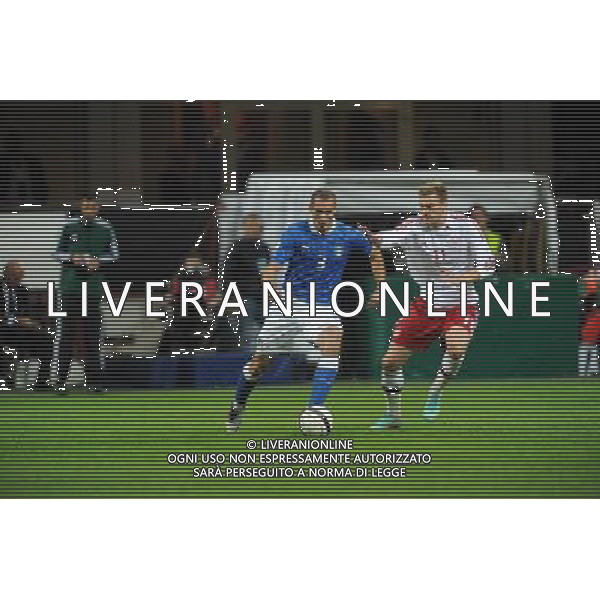 Italia-Danimarca Qualificazioni ai Campionati Mondiali di Calcio Brasile FIFA 2014 Gruppo B Milano- 16.10.2012 NELLA FOTO : GIORGIO CHIELLINI - NICKLAS BENDTNER ©Ravezzani/AGENZIA ALDO LIVERANI SAS