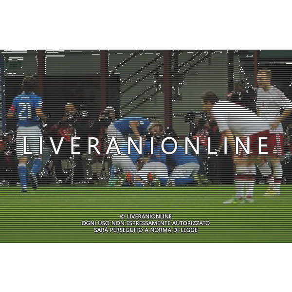 Italia-Danimarca Qualificazioni ai Campionati Mondiali di Calcio Brasile FIFA 2014 Gruppo B Milano- 16.10.2012 NELLA FOTO : ESULTANZA DOPO IL GOL DI RICCARDO MONTOLIVO ©Ravezzani/AGENZIA ALDO LIVERANI SAS