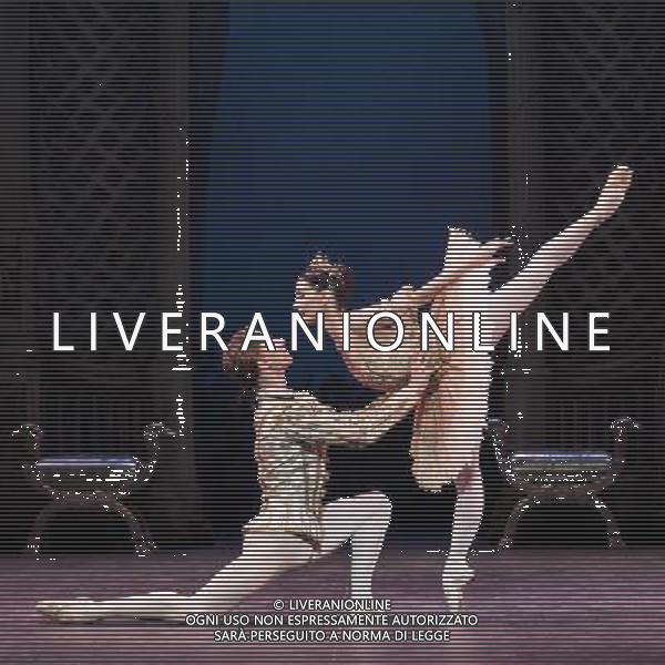 English National Ballet. \'Sleeping Beauty\'. Vadim Muntagirov, Tamara Rojo and Daria Klimentova. ©photoshot/AGENZIA ALDO LIVERANI SAS - ITALY ONLY - Ballerini del balletto nazionale Inglese mettono in scena \'La bella Addormentata\'. Vadim Muntagirov, Tamara Rojo e Daria Klimentova.