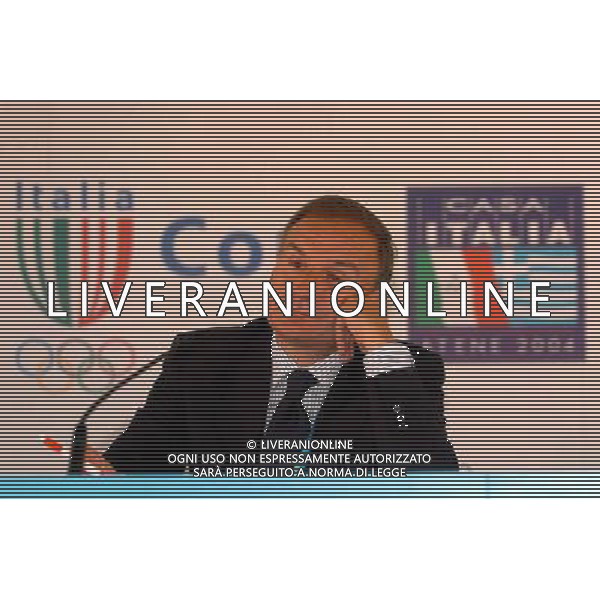 Atene 12 / 08 / 2004 Olimpiadi 2004 Casa Italia Conferenza stampa di Petrucci Giovanni ( Presidente CONI ) e Pagnozzi Raffaele ( Capo della missione italiana ) Nella foto: Petrucci Giovanni Presidente CONI ph Marco Luzzani / Ag Aldo Liverani s.a.s.