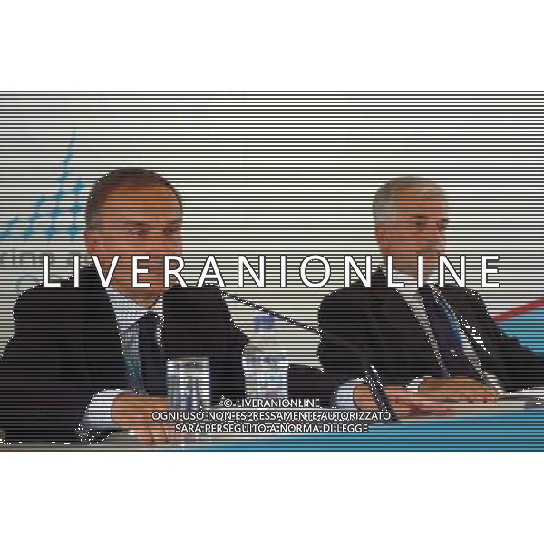 Atene 12 / 08 / 2004 Olimpiadi 2004 Casa Italia Conferenza stampa di Petrucci Giovanni ( Presidente CONI ) e Pagnozzi Raffaele ( Capo della missione italiana ) Nella foto: Petrucci Giovanni e Pagnozzi Raffaele ph Marco Luzzani / Ag Aldo Liverani s.a.s.