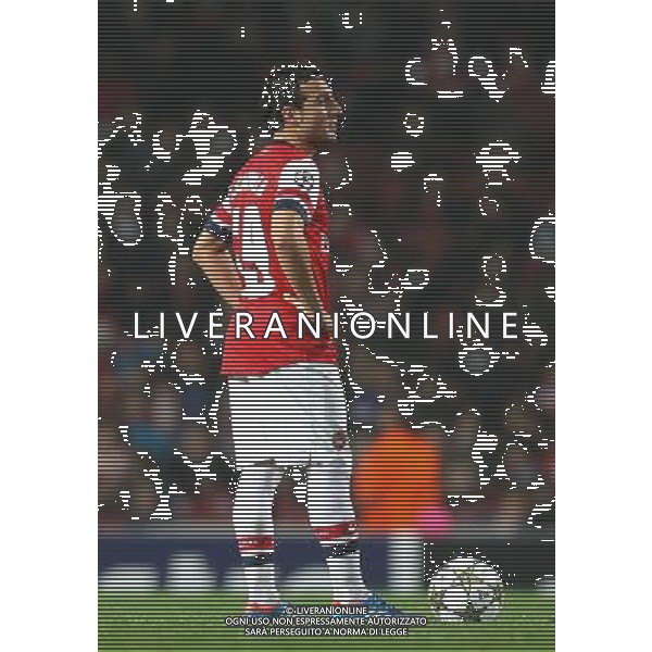 Arsenal\'s Santi Cazorla shows his dejection Football - UEFA Champions League Group B - Arsenal v Schalke - Wednesday 24th October 2012 - Emirates Stadium - London © CameraSport - 43 Linden Ave. Countesthorpe. Leicester. England. LE8 5PG - Tel: +44 (0) 116 277 4147 - admin@camerasport.com - www.camerasport.com AG ALDO LIVERANI S A S ONLY ITALY
