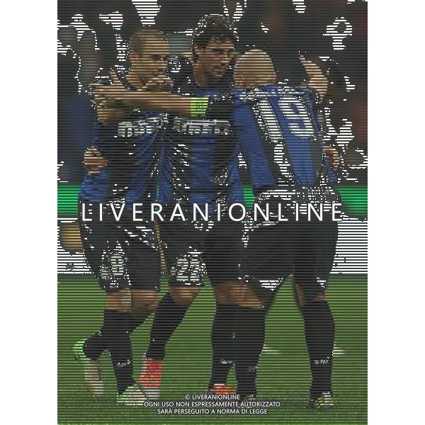 UEFA Europa League 2012/2013 Gruppo H Milano - 25.10.2012 Inter-FK Partizan Nella Foto:palacio rodrigo esulta con milito diego /Ph.Vitez-Ag. Aldo Liverani