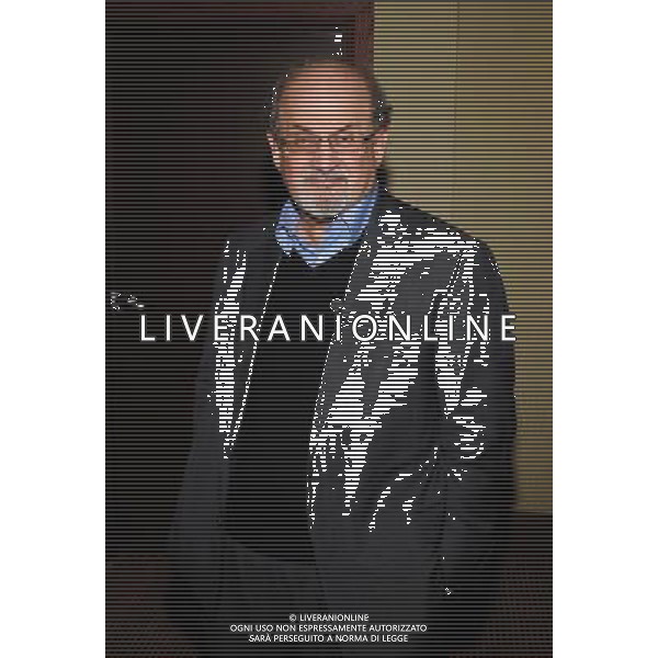 26 October 2012 - Hamilton, Ontario, Canada. British author Salman Rushdie poses in the green room during an apperance at the Lincoln Alexander Centre to discuss his latest book \'Joseph Anton: A Memoir\'. Photo Credit: Brent Perniac/AdMedia AG ALDO LIVERANI S A S ONLY ITALY