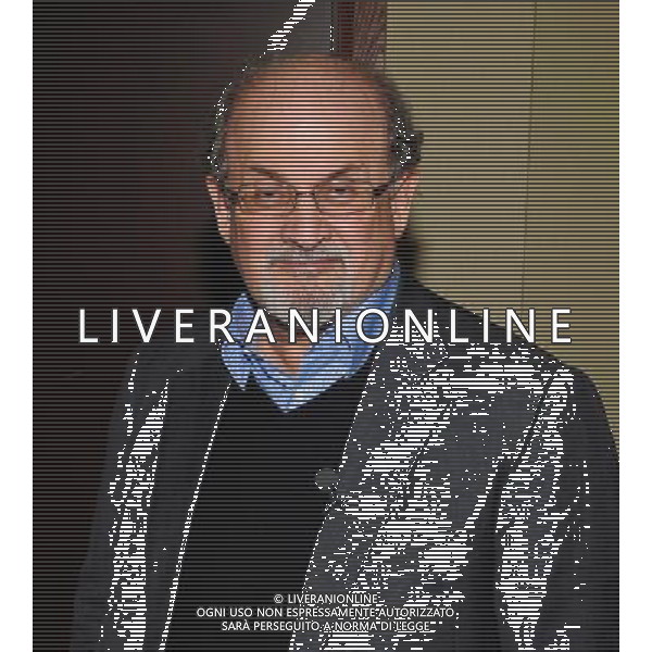 26 October 2012 - Hamilton, Ontario, Canada. British author Salman Rushdie poses in the green room during an apperance at the Lincoln Alexander Centre to discuss his latest book \'Joseph Anton: A Memoir\'. Photo Credit: Brent Perniac/AdMedia AG ALDO LIVERANI S A S ONLY ITALY