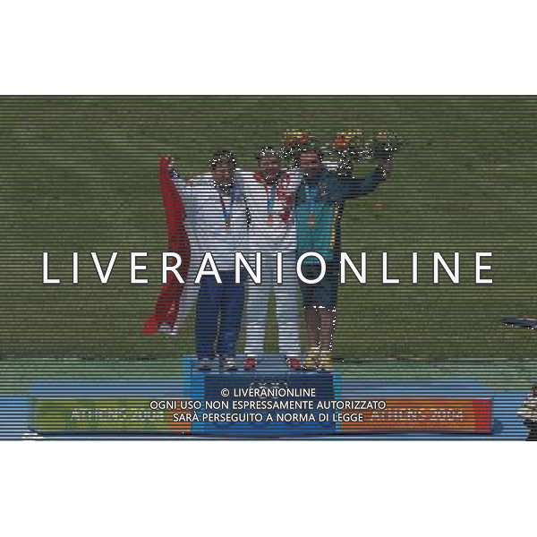 Atene 15-08-2004 Olimpiade 2004 shooting trap uomini nella foto pellielo giovanni, alexei alipov e Adam Vella ph marco luzzani/ag aldo liverani s.a.s.
