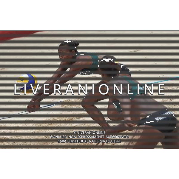 (121101) -- HAIKOU, Nov. 1, 2012 () -- Iatika Henriette (L) of Vanuatu competes at the 2012 Asian Beach Volleyball Championships in Haikou, capital of south China\'s Hainan Province, Nov. 1, 2012. A total of 37 teams from 13 countries and regions took part in the four-day competition from Nov. 1. (/Guo Cheng) AG ALDO LIVERANI S A S ONLY ITALY