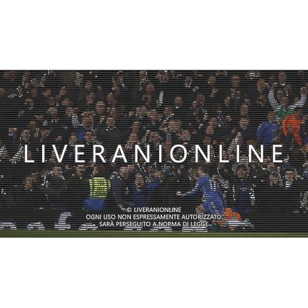 (121101) -- LONDON, Nov. 1, 2012 () -- Eden Hazard of Chelsea celebrates scoring during the Capital One Cup Fourth Round match between Chelsea and Manchester United in London, Britain, on Oct. 31, 2012. Chelsea won 5-4. (/Wang Lili) FOR EDITORIAL USE ONLY. NOT FOR SALE FOR MARKETING OR ADVERTISING CAMPAIGNS. NO USE WITH UNAUTHORIZED AUDIO, VIDEO, DATA, FIXTURE LISTS, CLUB/LEAGUE LOGOS OR \'LIVE\' SERVICES. ONLINE IN-MATCH USE LIMITED TO 45 IMAGES, NO VIDEO EMULATION. NO USE IN BETTING, GAMES OR SINGLE CLUB/LEAGUE/PLAYER PUBLICATIONS. AG ALDO LIVERANI S A S ONLY ITALY
