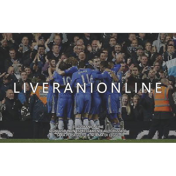 (121101) -- LONDON, Nov. 1, 2012 () -- Players of Chelsea celebrate scoring during the Capital One Cup Fourth Round match between Chelsea and Manchester United in London, Britain, on Oct. 31, 2012. Chelsea won 5-4. (/Wang Lili) FOR EDITORIAL USE ONLY. NOT FOR SALE FOR MARKETING OR ADVERTISING CAMPAIGNS. NO USE WITH UNAUTHORIZED AUDIO, VIDEO, DATA, FIXTURE LISTS, CLUB/LEAGUE LOGOS OR \'LIVE\' SERVICES. ONLINE IN-MATCH USE LIMITED TO 45 IMAGES, NO VIDEO EMULATION. NO USE IN BETTING, GAMES OR SINGLE CLUB/LEAGUE/PLAYER PUBLICATIONS. AG ALDO LIVERANI S A S ONLY ITALY