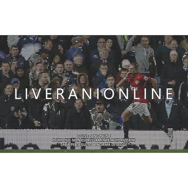 (121101) -- LONDON, Nov. 1, 2012 () -- Javier Hernandez of Manchester United celebrates scoring during the Capital One Cup Fourth Round match between Chelsea and Manchester United in London, Britain, on Oct. 31, 2012. Manchester United lost 4-5. (/Wang Lili) FOR EDITORIAL USE ONLY. NOT FOR SALE FOR MARKETING OR ADVERTISING CAMPAIGNS. NO USE WITH UNAUTHORIZED AUDIO, VIDEO, DATA, FIXTURE LISTS, CLUB/LEAGUE LOGOS OR \'LIVE\' SERVICES. ONLINE IN-MATCH USE LIMITED TO 45 IMAGES, NO VIDEO EMULATION. NO USE IN BETTING, GAMES OR SINGLE CLUB/LEAGUE/PLAYER PUBLICATIONS. AG ALDO LIVERANI S A S ONLY ITALY