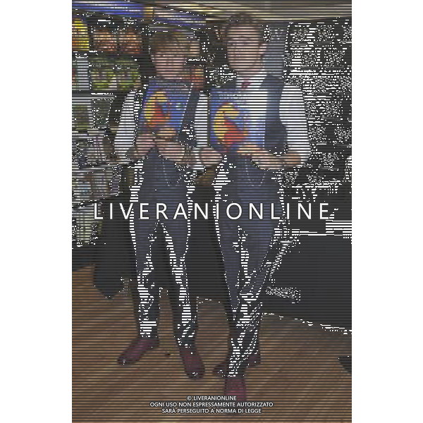 Tom Fletcher \' Dougie Poynter of McFly at a signing of their new children\'s book \'The Dinosaur That Pooped Christmas\' at Waterstones, Bluewater Shopping Centre, Greenhithe, Kent on Thursday 1 November 2012. /AGENZIA ALDO LIVERANI SAS/ITALY ONLY - EDITORIAL USE ONLY