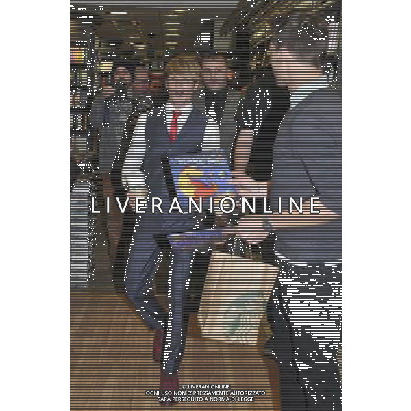 Dougie Poynter of McFly arrives for a signing of their (Tom Fletcher \' Dougie Poynter\'s) new children\'s book \'The Dinosaur That Pooped Christmas\' at Waterstones, Bluewater Shopping Centre, Greenhithe, Kent on Thursday 1 November 2012. /AGENZIA ALDO LIVERANI SAS/ITALY ONLY - EDITORIAL USE ONLY