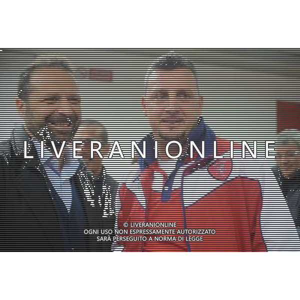 PRESENTAZIONE DEL NUOVO ALLENATORE DEL PERUGIA 12/11/2012 NELLA FOTO ANDREA CAMPLONE CON MASSIMILIANO SANTOPADRE ©RS/AGENZIA ALDO LIVERANI SAS