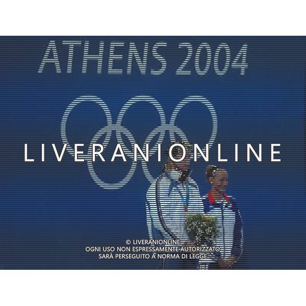 Atene 18-08-2004 Olimpiadi di Atene 2004 Nuoto 200m S.L. nella foto Pellegrini Federica sul podio ph marco luzzani/ag aldo liverani