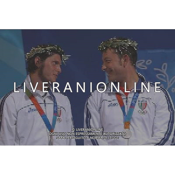 OLIMPIADI DI ATENE 19/08/2004 SCIABOLA A SQUADRE ALDO MONTANO, GIAMPIERO PASTORE E LUIGI TARANTINO NELLA FOTO ALDO MONTANO E LUIGI TARANTINO FOTO MARCO LUZZANI/AG ALDO LIVERANI