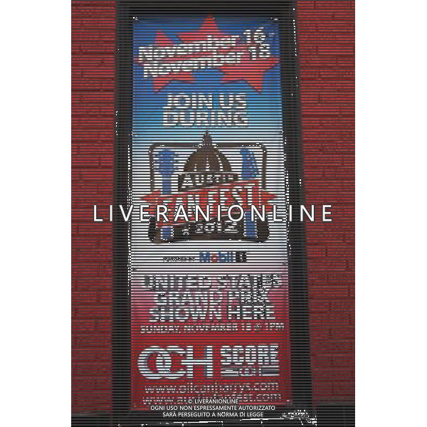 Fan Fest banner in Austin. 14.11.2012. Formula 1 World Championship, Rd 19, United States Grand Prix, Austin, Texas, USA, Preparation Day. - www.xpbimages.com, EMail: requests@xpbimages.com - copy of publication required for printed pictures. Every used picture is fee-liable. © Copyright: Photo4 / XPB Images AG ALDO LIVERANI S A S ONLY ITALY