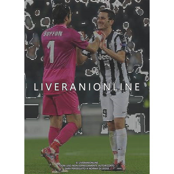 UEFA Champions League 2012/2013 Gruppo E Torino - 20.11.2012 Juventus-Chelsea Nella Foto:esultanza finale juventus buffon e bonucci /Ph.Vitez-Ag. Aldo Liverani