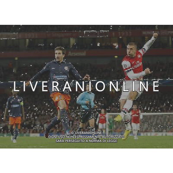 Arsenal\'s Lukas Podolski scores his sides second goal 2-0..Football - UEFA Champions League Group B - Arsenal v Montpellier - Wednesday 21st November 2012 - Emirates Stadium - London.. AG ALDO LIVERANI S A S ONLY ITALY