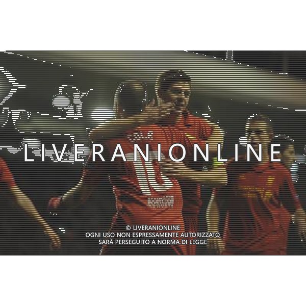 Joe Cole Celebrates Scoring 2nd goal with team mate Steven Gerrard Liverpool 2012/13 Liverpool V BSC Young Boys 22/11/12 The UEFA Europa League Photo: Robin Parker Fotosports International AG ALDO LIVERANI S A S ONLY ITALY