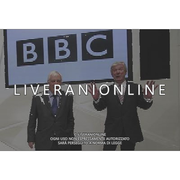 Lord Tony Hall new BBC director general (R) and BBC Trust chairman Lord Patten pose for a photograph during a photocall at BBC broadcasting house in central London 22 November 2012. The chief executive of the Royal Opera House and the BBC\'s former director of news, Tony Hall, has been appointed the corporation\'s new director general. The appointment follows the resignation of George Entwistle earlier this month after just 54 days in the job. AG ALDO LIVERANI S A S ONLY ITALY