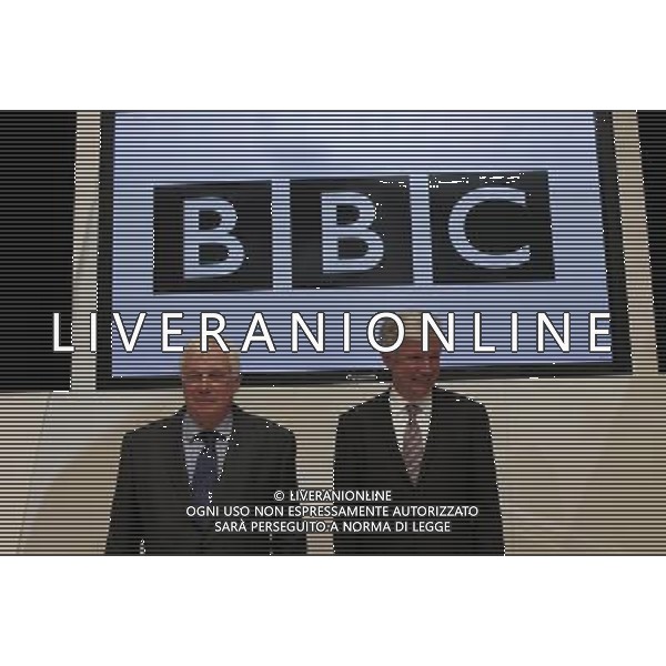 Lord Tony Hall new BBC director general (R) and BBC Trust chairman Lord Patten pose for a photograph during a photocall at BBC broadcasting house in central London 22 November 2012. The chief executive of the Royal Opera House and the BBC\'s former director of news, Tony Hall, has been appointed the corporation\'s new director general. The appointment follows the resignation of George Entwistle earlier this month after just 54 days in the job. AG ALDO LIVERANI S A S ONLY ITALY